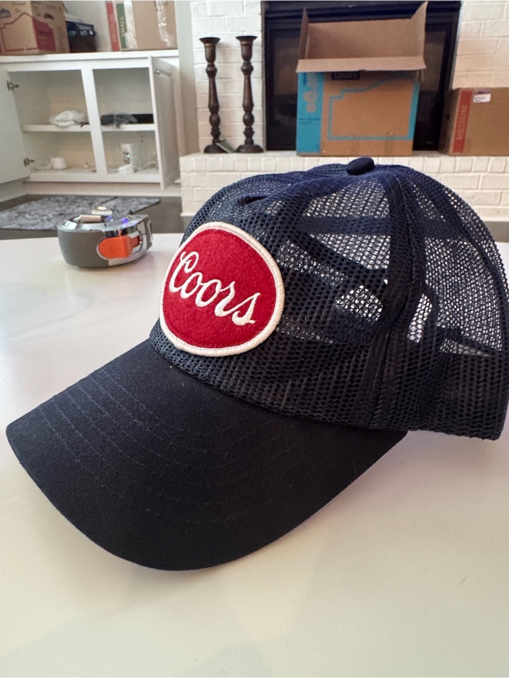 Coors Banquet Navy Mesh Trucker Hat with Red Logo Patch - Picture 3 of 7